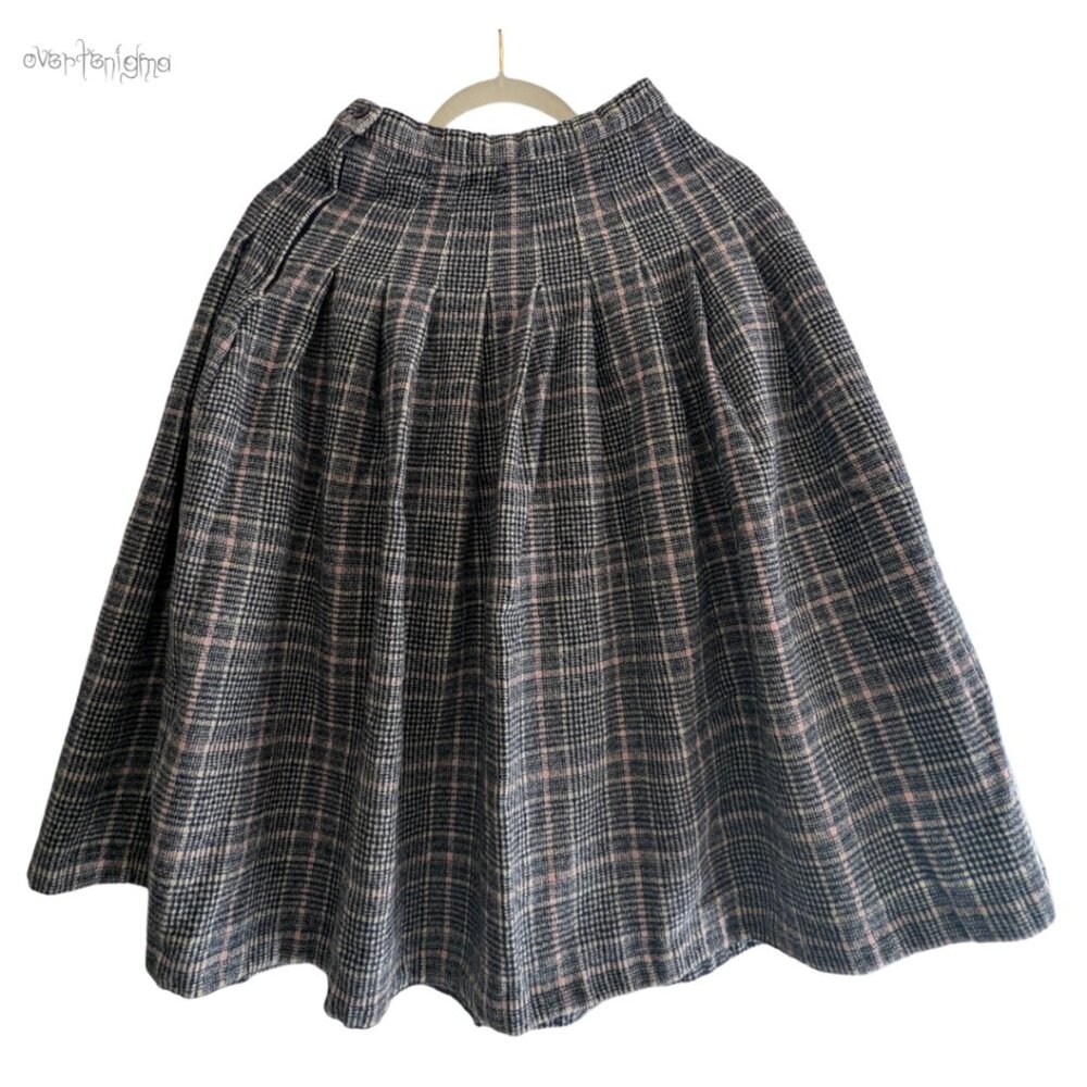 PENDLETON pleated plaid wool mid length skirt